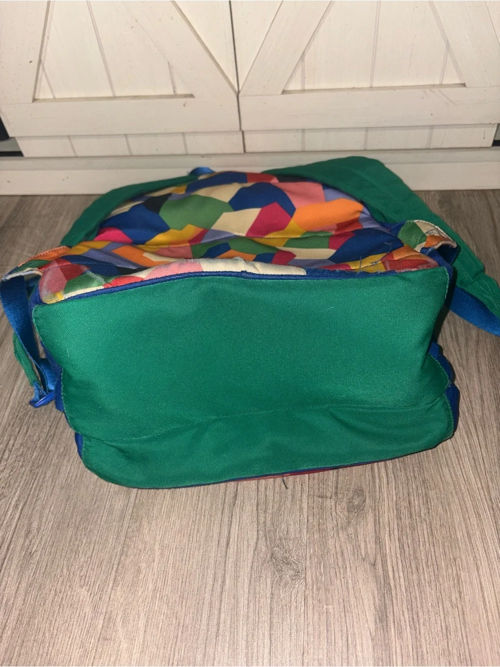 Vera Bradley Green Backpack with Multicolor Geometric Front Pocket